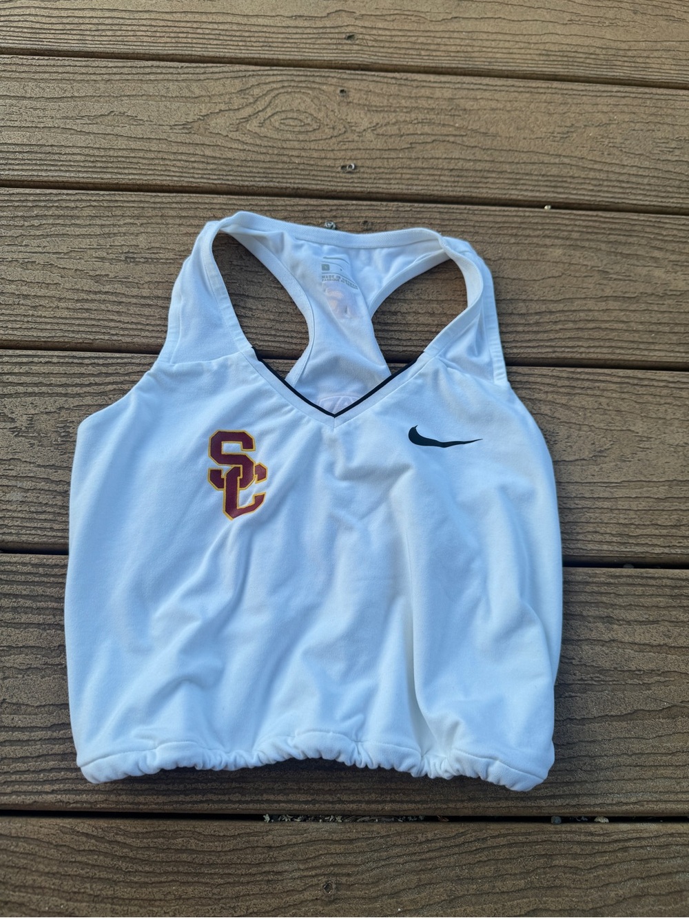 USC White Racerback Crop Top
